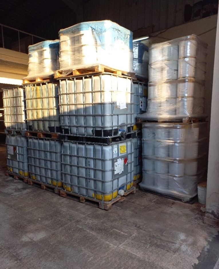 IBC containers stored inside Magico Freezone warehouse